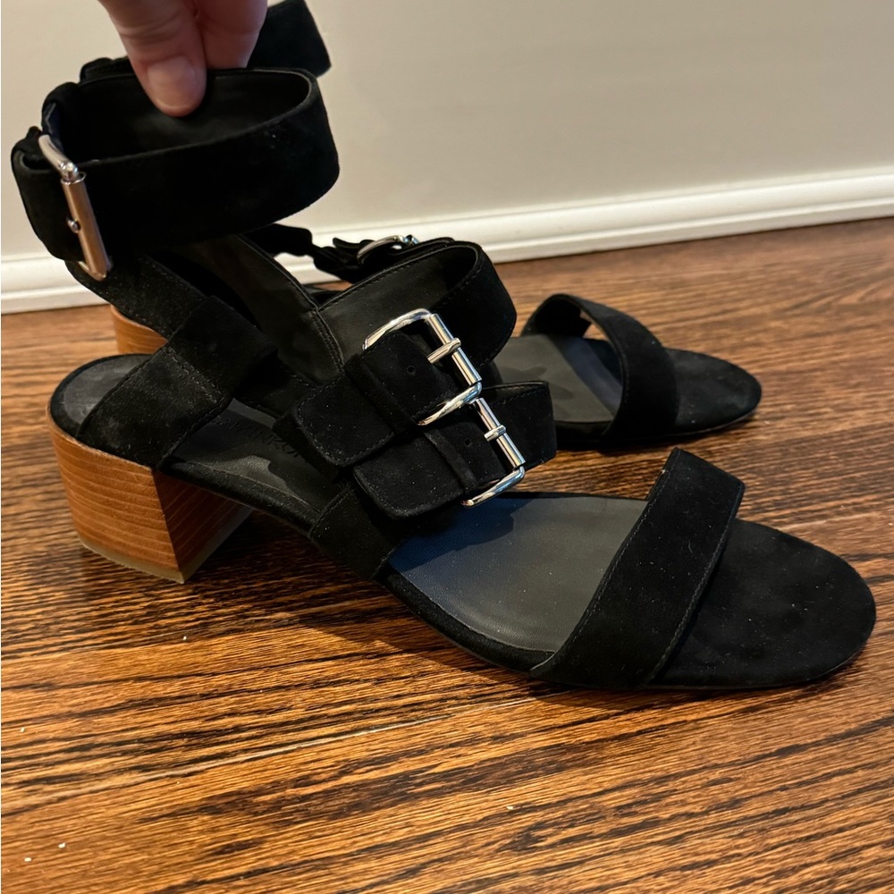 Women’s Rebecca Minkoff black suede buckle sandals size 9